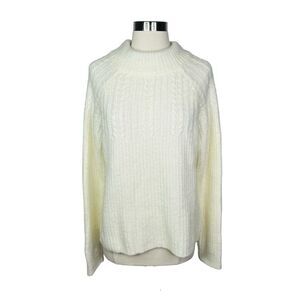 FRNCH Paris Ivory Chunky Knit Bow Tie Sweater - Size M/L
